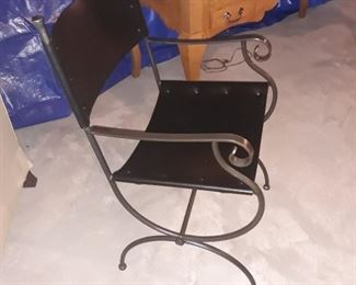 Leather on steel chair