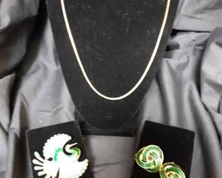 Vintage Broach David Anderson And Earrings By Donald Standard And Necklace By Biagi