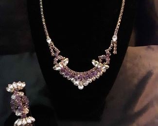 Vintage purple and rhinestone jewelry collection