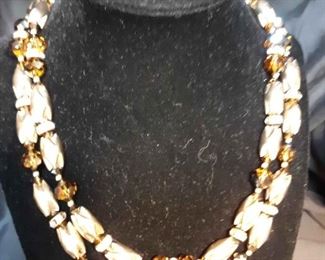 Bronze And Gold Vintage Necklace And Earring Set