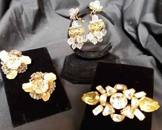 Vintage Jewelry Two Pair Earrings By Hagler And Brooch By Marks