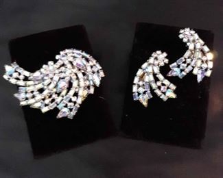 Vintage Rhinestone Brooch And Earrings By Sherman