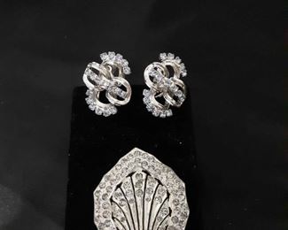 Vintage Scarf Buckle By NovaeLine With Earrings By Coro