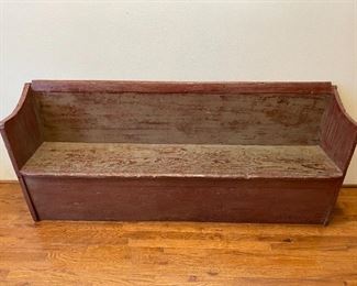 Early 1800's Primitive Bench Old Red Paint