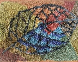 Mid Century Rya Rug leaf