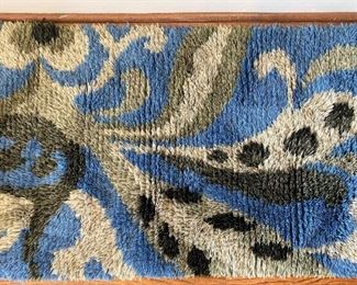 Mid Century Rya Rug blue green