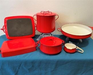 6pc Mid Century Dansk Cookware RED
