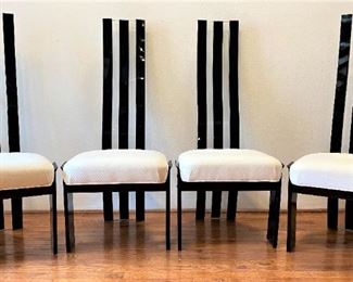 Black and Clear High Back Sculptural Dining Chairs