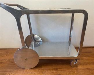 Art Deco Streamline Style Aluminum Bar Cart
