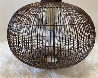 Large Wicker Hanging Candle Holder Lamp