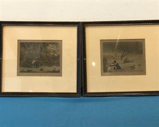 2 1830's English Hunting Lithographs form Grand Hotel