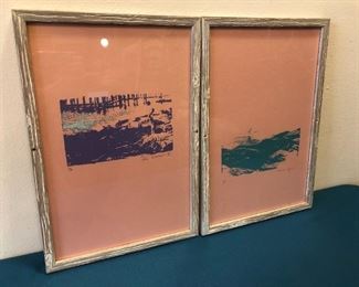 2 Seascape Woodblock Prints '71 from Grand Hotel