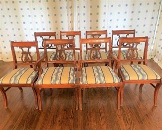 8 Duncan Phyfe w Ikat Print Upholstery