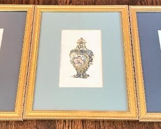 3 Hand Colored Plates from Book of Sevres Articles