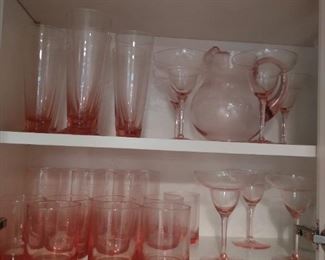 Vintage pink glassware set.
Prices vary. Margarita pitcher and glasses are only $48