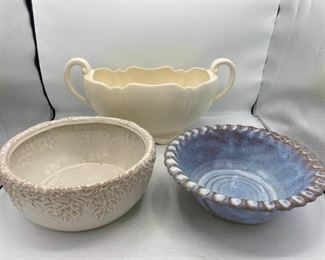 Pottery Bowls and Crown Devon Planter