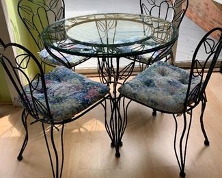 Metal Patio Set with Glass Top Table