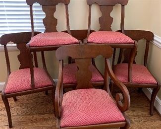 Six Matching Chairs with Upholstered Bottoms