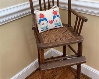 Antique Wicker Bottom High Chair