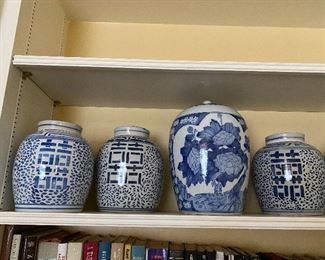 Assorted Blue and White Ginger Jars and Vases