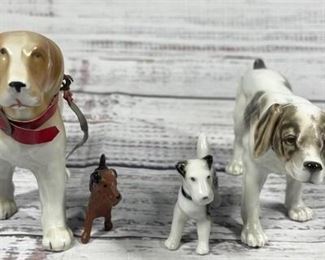 Set of Four Ceramic Dog Puppy Figurines
