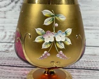 Gold Red Crystal Wine Glass Brandy Snifter
