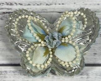 Crystal Glass Floral Butterfly Shaped Jewelry Box