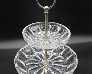 Vintage Two Tier Crystal Candy Cookie Serving Plate