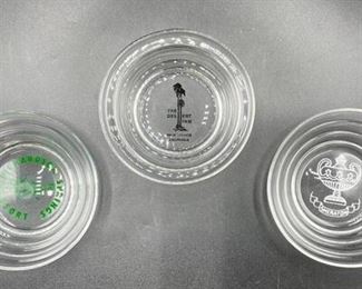 Set of Three Tiny Glass Bowls Hotel Motel Ashtrays Trinket Dishes