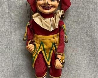 Vintage Court Jester Harlequin Marionette String Puppet