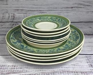 Royal Ironstone Green Blue Grape Flowers Dinnerware Plate Set