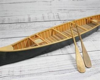 Miniature Wood Canoe Boat Raft with Oars