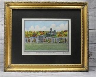 Signed and Framed Bruce A. Frank West Point Academy Washington Hall Print