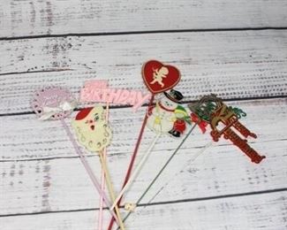 Vintage Lot of Plastic Flower Toppers and Card Holders