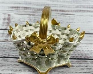 Small White Gold Basket Figurine