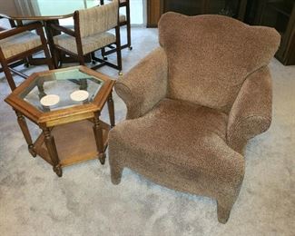 Arm Chair and Octagon & Glass Side Table