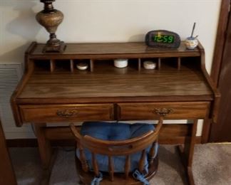 Wood Desk & Chair