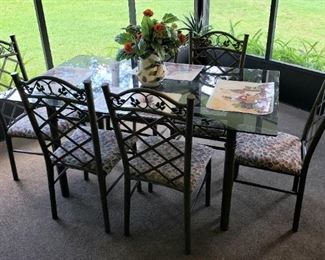 Glass Top Dining Table with 6 Chairs