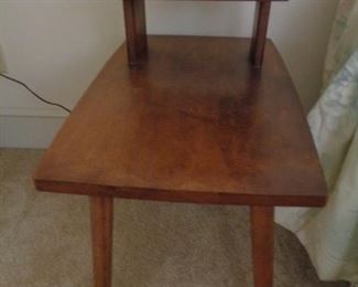 MCM tiered table, one of two, 26" high x 21" deep x 15" wide