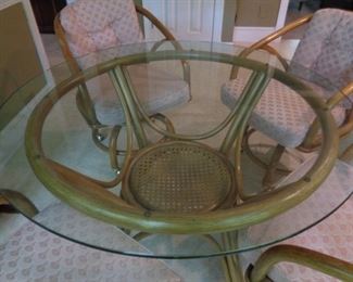 Rattan glass topped table