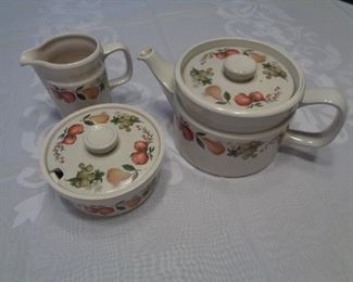 Wedgewood tea-coffee pot, cream and sugar