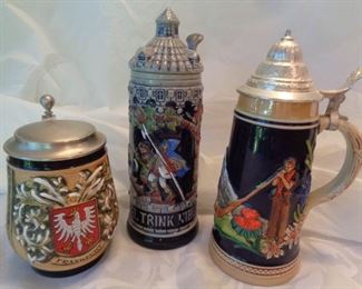 vintage German beer steins