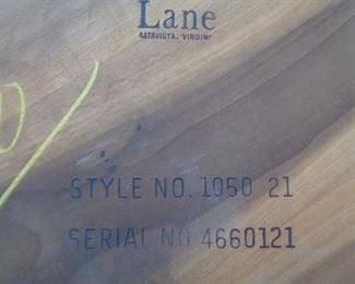 Lane Altavista, Virginia label on underside of Guitar Pick small table