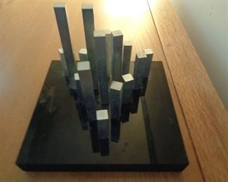NYC Twin Towers steel and marble sculpture