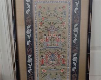 Chinese handmade silk embroidery panel 31" tall x 18" wide