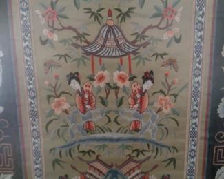 close-up of embroidery panel