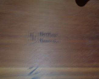 Henredon Heritage label on bottom of dining table