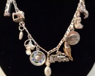 sterling silver charm necklace close-up
