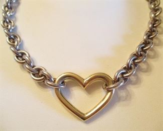 18K GOLD AND STERLING HEART NECKLACE