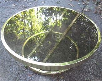 "MCM" METAL AND GLASS TABLE ATTRIBUTED TO MILO BAUGHMAN  1970'S VINTAGE